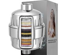 Filtro de Ducha de Alto Rendimiento Voolan con Cartuchos Reemplazable, Filtro de Ducha de Agua dura de 20 Etapas para Eliminar Cloro y Metales Pesados, Ablandamiento de Agua (Cromo)