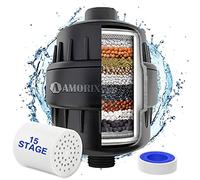 Filtro de ducha, filtro de cabezal de ducha de 15 etapas para agua dura, filtro de cabezal de ducha de alto rendimiento, filtro de agua de ducha negro que reduce el cloro, piel seca, cuero cabelludo