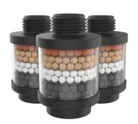 Filtro de ducha para agua dura, 3 cartuchos intercambiables, inhibidor de cal ASP de 10 g, carcasa ABS, potente filtro de agua de ducha para eliminar cloro y fluoruro, negro