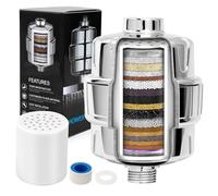 Filtro de Ducha Universal de 20 Etapas, Filtro de Ducha En Línea con 2 Cartuchos, Filtro Ducha Antical, Repelente de Agua Y Suciedad, Elimina el Cloro y El Flúor