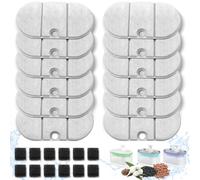 Filtro de Fuente de Agua, 12 Filtros de Repuesto para Petlibro Capsule PLWF002 Fuente Agua de Gato 2,1L/71 Fl oz, Cuádruple Filtración Carbón Activado de Algodón & Resina con 12 Esponjas de Prefiltro