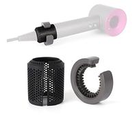 Filtro de malla de repuesto mejorado para los modelos Dyson Supersonic HD01 HD03 HD08, jaula de filtro exterior para secador de pelo con cepillo de limpieza de filtro (negro)