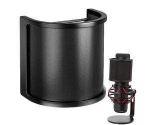 Filtro de micrófono, cubierta para parabrisas, escudo de doble capa de 3.15 x 3.15 pulgadas, diseño de cancelación de ruido, ajuste manual, calidad de sonido clara para transmisión, actuación, hogar