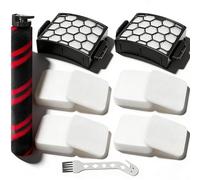 Filtro de repuesto y cepillo de rodillo para aspiradora vertical Shark LA702 LA555 Rotator Pet Lift-Away ADV con DuoClean PowerFins HairPro, 1 cepillo de rodillo suave, 2 filtros HEPA, 4 kits de