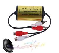 Filtro de ruido para coche - Reductor de interferencias de audio automotriz, aislador de bucle de tierra para unidad principal estéreo amplificador, elimina el zumbido estático del motor, adaptador