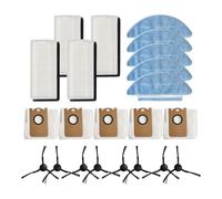 Filtro de vacío, paño de fregona, bolsa de polvo, kit de cepillo lateral para Medion X20 SW+/MD11415 y X21 SW+/MD11500, 4 paños de microfibra, 5 bolsas de polvo, 8 cepillos laterales