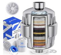 Filtro Ducha 36 Etapas Purificador Incluidos Vitamina C E Filtro Ducha Antical Pelo Alta Presión Ablanda Agua Reduce Cloro Metales Alivia Picores, Mejora el Estado de la Piel y el Cabello, 2 Cartuchos