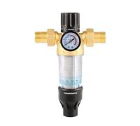 Filtro Fino Reutilizable y Lavable para Grifo de Agua - Prefiltro de Sedimentos para Manguera de Pozo Con Manómetro y Conector (1/2 Pulgadas)
