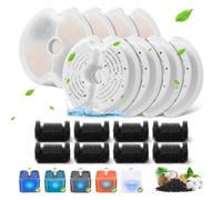 Filtro Fuente de Agua Gato, 8 Piezas de Filtro de Repuesto para Fuente de Gato 67oz/2L con iluminación Nocturna LED, 8 filtros con carbón Activo y 8 filtros de Espuma para 2L Fuente Gato Perro