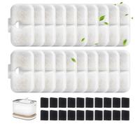 Filtro Fuente para Gatos, 40 Piezas Filtro Bebedero Gatos Fuente para Dockstream Bebederos PLWF005, PLWF105, PLWF115, 20 Repuesto Filtros de Carbón y 20 Filtros de Esponja