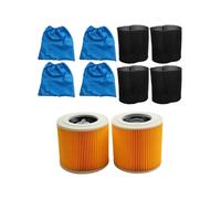 Filtro HEPA y bolsa de filtro textil compatible con Karcher MV1 MV2,97 % de filtración de polvo y partículas, juego de repuesto de 6 piezas, incluye 4 bolsas de filtro y 2 filtros para aire limpio y
