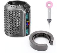 Filtro magnético de repuesto para secador de pelo Dyson Supersonic HD01, HD03, HD08, HD15, accesorio para secador de pelo, repuesto de filtro exterior con cepillo (gris metálico)