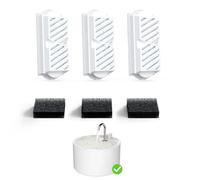 Filtro para Fuente de Gato y esponjas de prefiltro de Repuesto para Fuente de cerámica de 2,2 l/74 onzas - 3 filtros y 3 esponjas de prefiltro
