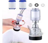 Filtro para grifo de fregadero giratorio de 360° con 2 elementos filtrantes, purificador de agua con 3 modos ajustables a prueba de salpicaduras, filtro potenciador, aireador de grifo que ahorra agua