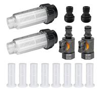 Filtro para Manguera de Agua, 2 Piezas Filtro de Agua para Jardin, Prefiltro de Agua de 3/4 Pulgadas con Núcleo del Filtro y Adaptadores Rápidos para Lavadora a Presión, Riego de Jardín, Autocaravana