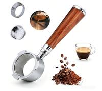 Filtro portafiltro sin base de 51 mm, 3 ojales, para cafetera espresso DeLonghi EC680/EC685/EC885/EC890, incluye mango de madera de rosal, embudo dosificador magnético, cesta de filtro, accesorios