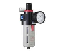 Filtro regulador de presión de aire comprimido Airtac BFR2000 1/4 pulgadas NPT 0-140 PSI Combo Piggybac ajustable, soporte, calibre de drenaje semiautomático