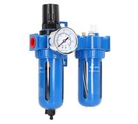 Filtro regulador y lubricador ZenithAur 3/8 in NPT, presión máxima de 10 bar/150 psi, filtro de aire comprimido de 2 etapas con latón de 5 micras para herramientas neumáticas (3/8"NPT)