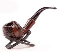 Filtro Retro de latón, cigarrillo de madera de brezo curvado, superficie lisa, madera maciza, versión larga, pipa para fumar, juego de pipas de tabaco