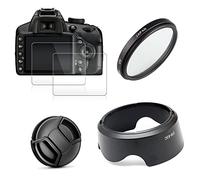 Filtro UV de 58mm + Parasol de Lente EW63 + Tapa + Protector de Pantalla de Cristal 2X, for Canon EOS 200D for Mark II 250D for Lente For Rebel SL2 SL3 18-55mm (Size : 200D)