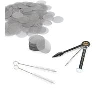 Filtros Carbon Activo Fumar 100 Pcs Filtro de tubo de acero inoxidable φ 15 mm, Pipa Filtros de Tubería Tipo, con caja de almacenamiento, raspador de pipa 3-en-1 + 2 pipe cleaners