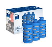 Filtros de agua Philips Water GoZero Fitness, cartucho de repuesto de fibra de carbono activado para botella GoZero Active (3 unidades), AWP287/3