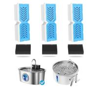 Filtros de fuente de agua para gatos, filtros de repuesto y esponjas de prefiltro para fuente de agua para mascotas de 3,2 l, paquete de 3