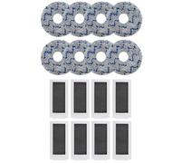 Filtros de repuesto y bolsas de polvo para ECOVACS X5 para aspiradoras OMNI y X5 PRO, filtración de polvo de alta ccesorios fáciles de reemplazar, trapos de rayas azules y paño de filtro