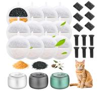 Filtros Fuente Gatos, 12 Piezas Filtro Fuente para Gatos con Carbón Activo y Resina y 6 Esponja Silenciadora y 6 Esponjas de Filtro de Bomba para Dispensador Agua Gatos, Mantenga el Agua Limpia