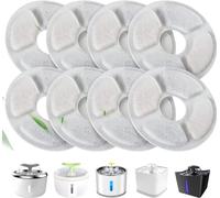 Filtros Fuente Gatos, WEIKEY 8 PCS Filtros para Bebedero Gatos Automática, 2.0-2.5L Filtros Fuente para Gatos Repuesto, Sistema de Triple Filtración con Carbón Activado e Resina de Intercambio Iónico