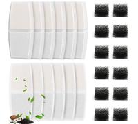 Filtros Fuente para Gatos, 12 Filtros + 12 Esponjas, Filtros compatibles con Fuente para Gatos sin Cable TOPPLEE, Filtración de Pelo Flotante y Ablandamiento de Agua