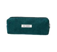 Filvczt Estuche de pana, estuche de lápices de moda, estuche de lápices de gran capacidad, bolsa de maquillaje de pana, estuche de pana, fácil de usar, portátil para acampar y viajes, verde oscuro,