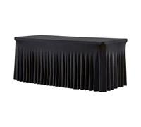 Filvczt Faldón de Mesa Rectangular - Faldones Para Escritorio De Boda | 1.8 Metros Negro Con Pliegues Para Fiesta Halloween Banquete Baby Shower Navidad Y Buffet