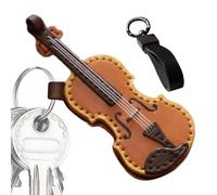 Filvczt Llavero de cuero para violín y violonchelo, bonito llavero, llavero de instrumento musical, colgante de guitarra, llavero con colgante de guitarra vintage, fácil de usar, portátil para los