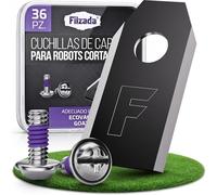Filzada® 36x Cuchillas Robot Cortacésped Carbono aptas para Ecovacs Goat | Adecuadas para Goat KO1200 LiDAR Pro, O800 RTK, O600 RTK, G1-800, O500, O1200 - Cuchillas de Recambio Negras incl. Tornillos