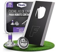Filzada® 36x Cuchillas Robot Cortacésped Carbono aptas para Mova y Dreame | Compatibles con Dreame A1 Pro, A2 y Mova 600, 600 Kit, Lidax Ultra 1000 AWD - Cuchillas de Recambio Negras incl. Tornillos