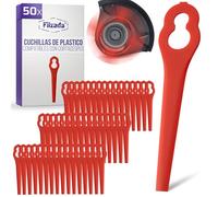Filzada® 50x Cuchillas de Recambio Set compatibles con Desbrozadora Einhell | Cuchillas Desbrozadora Bateria - Cuchillas de Plástico Reforzado para Recortadora - compatibles con Repuestos Einhell