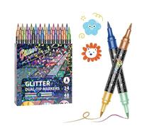 Filzstifte zum Zeichnen - Glitter-Stifte mit Doppelspitze,Marker für Erwachsenen-Malbücher,für Schule, Klassenzimmer, zu Hause, Kindergarten, Journaling, Scrapbooking, Skizzieren und Illustrationen