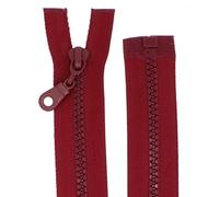 FIM - Cremallera de plástico con dientes del nº 5, tamaño medio, con separador, para chaquetas, 11 - dunkelrot(163), 80 cm