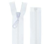 FIM - Cremallera de plástico con dientes del nº 5, tamaño medio, con separador, para chaquetas, 2 - Reinweiß(101), 85 cm