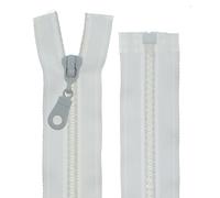 FIM - Cremallera de plástico con dientes del nº 5, tamaño medio, con separador, para chaquetas, 3 - Rohweiß(102), 100 cm