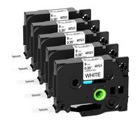 Fimax Compatible Etiqueta Cinta TZe-221 Reemplazar para Brother P Touch 9mm | TZe221 TZe 221 TZ221 Laminado Tze TZ Label Tape para P-Touch 9mm Label Maker PT-H100 PT-H105 PTH110 PTD400 PTD600 PT-P900W 5x