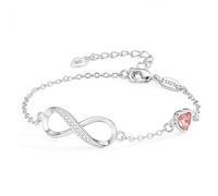 Fimhut Infinity Pulsera para mujer de plata de ley 925, joyas modernas para mujer, diseño de corazón con infinito, pulsera de cristal, día de San Valentín, día de la madre, regalo de cumpleaños para