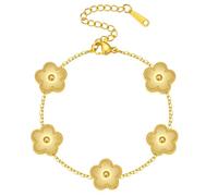 Fimhut Pulsera chapada en oro de 18 quilates con estilo italiano, pulsera de la suerte, no se decolora, bonita y exquisita pulsera para mujer, flor de la suerte, joyería de moda, regalo para mujer