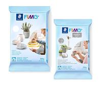 FIMO Air, pasta de modelar de secado al aire en blanco (500 g) y granito (350 g), lista para usar, no necesita cocción, no se pega, al menos 95% de materias primas naturales