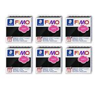 FIMO - Arcilla para modelar horno (polímero suave, 57 g, 6 unidades), color negro