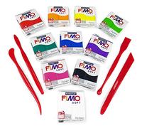 Fimo Suave Polímero Horno Arcilla para Moldear - 57g - Principiantes Set - 10 Colores + Fimo Herramientas de Modelización