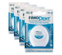 Fimodent Hilo dental 35 m - PTFE Sección Plana, Extra Deslizamiento, Ideal para Espacios Estrechos entre los Dientes (Paquete de 4)