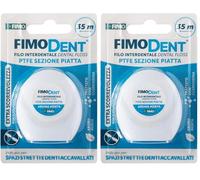Fimodent Hilo dental 35 m - PTFE Sección Plana, Extra Deslizamiento, Ideal para Espacios Estrechos entre los Dientes (Paquete de 2)