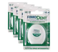Fimodent Hilo dental 50 m - Clásico encerado, ideal para todos los espacios entre los dientes (Paquete de 4)